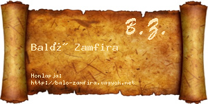Baló Zamfira névjegykártya